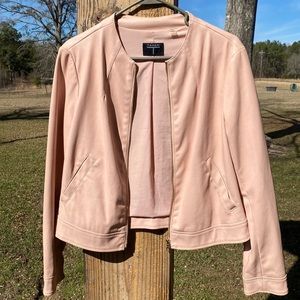Tahari baby pink women’s size medium faux leather jacket